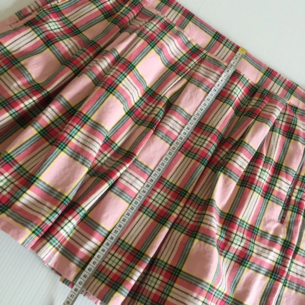 DANGERFIELD 18 plus size womens pleated plaid mini skirt pink green tartan curvy - Picture 12 of 16